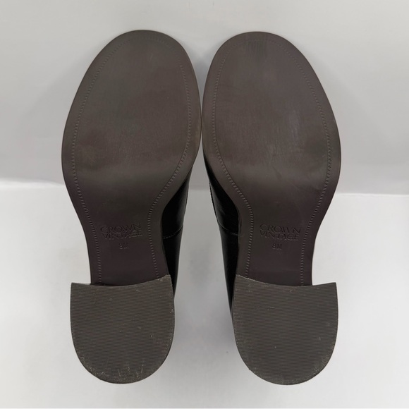 Crown Vintage Black Leather Chunky Loafer Pumps Women's Size 8 M - Picture 8 of 8